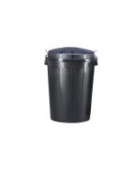 Cubo de Basura Negro con Tapa 100L - Plástico Reforzado, Ideal para Entornos Industriales y Comerciales, Compatible con Bolsas 100L