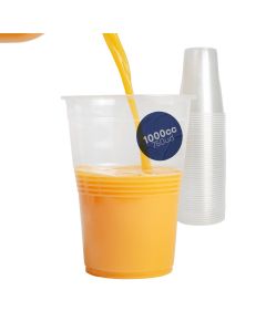  Vaso Semitransparente de Plástico de 1000cc, Perfecto para Cervezas y Combinados | 750 Unidades