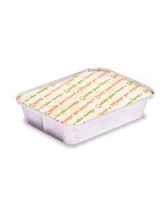 Tapa de cartón para recipiente rectangular de aluminio - Protección y mantenimiento de temperatura y aroma