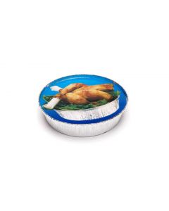 Tapa de cartón para recipiente de aluminio ovalado para pollos - Protección y retención de temperatura y aroma
