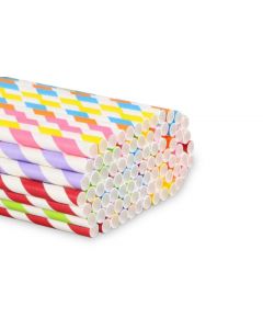 Tubo de cartón rayado de colores - Ideal para cocktails, batidos y mojitos