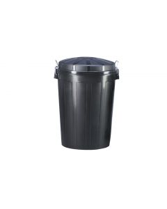 Cubo de Basura Negro con Tapa 100L - Plástico Reforzado, Ideal para Entornos Industriales y Comerciales, Compatible con Bolsas 100L