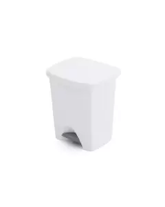 Papelera de Plástico Blanco con Capacidad de 8 Litros para Baños de Hostelería