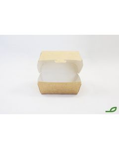 Envase de cartón Kraft para hamburguesas medianas - Sostenible y ecológico