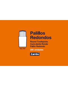 Palillos redondos de madera en bote de plástico sin funda para uso en Restauración