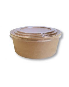 Envase Sostenible Carton Kraft 750cc con Tapa Pet - Solución ideal para comidas para llevar y take away