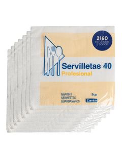 Servilletas de Papel Blanco para Comedor, Dobladas en Cruz, 40x40 cm, 2 Capas | 2160 Servicios