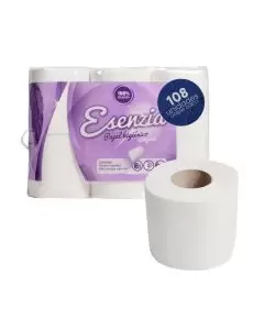108 Rollos papel Higiénico Esenzia  Suavidad para Uso Doméstico | 100% Pasta Virgen Gofrada, 2 Capas Resistentes | Confort y Limpieza Superior en Cada Uso