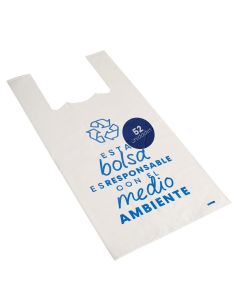 Bolsa Camiseta Blanca de Plástico Reciclado | Gran Resistencia y Sostenibilidad | Especial Comercios