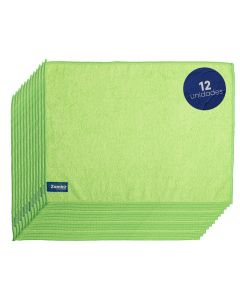 12 Bayetas Microfibra 30x40cm | Color Verde | Limpieza Impecable Sin Esfuerzo | Versatilidad para Todas las Superficies