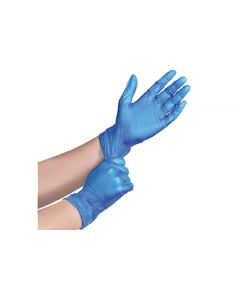Guantes de Vinilo Azul Sin Polvo - Talla Grande - Estuche 100s